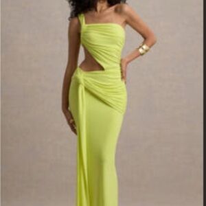 Club L London Lime One-Shoulder Maxi Dress